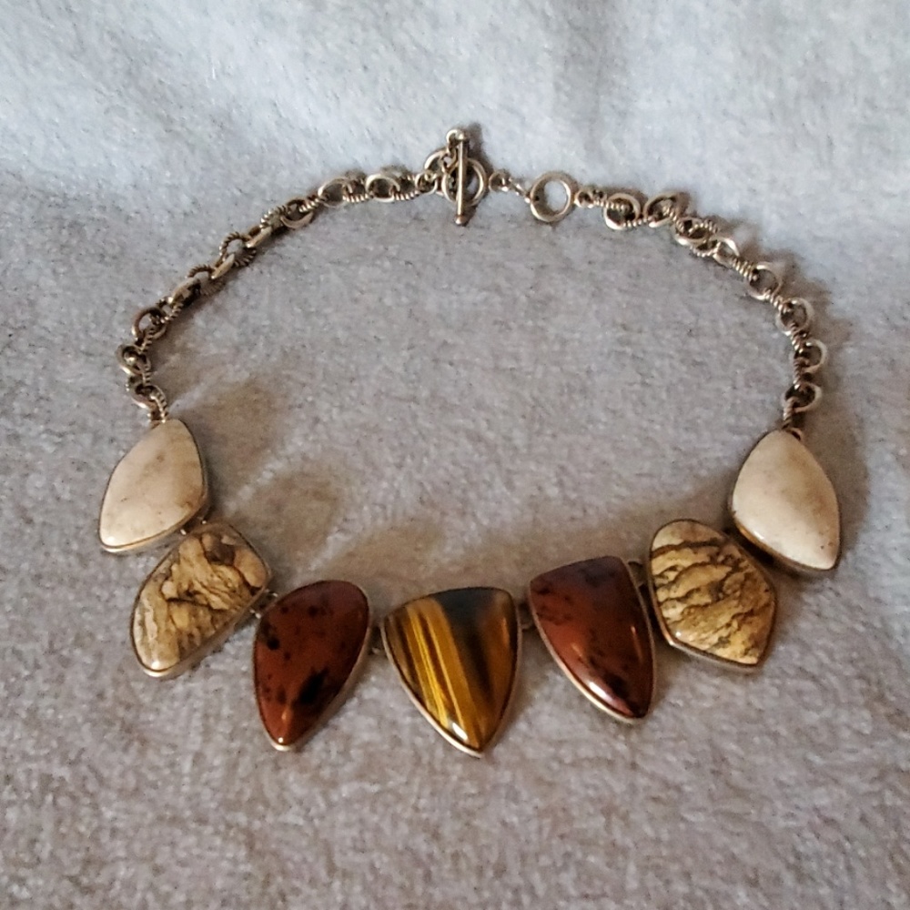 Necklace sterling silver with genuine semi-precious stones